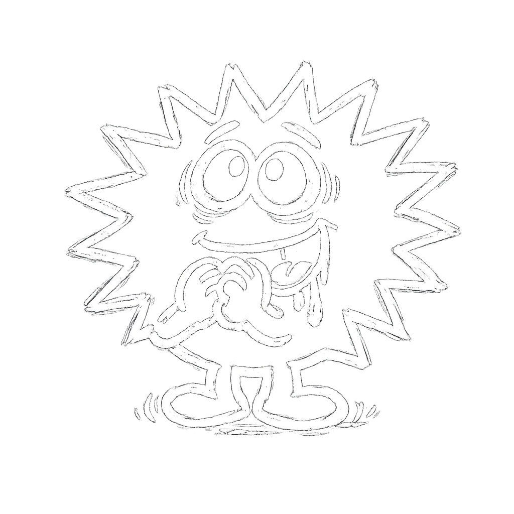 Cartoon character eyes wide having cravings